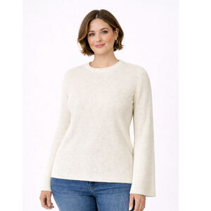 Women’s “Alice” Crew-Neck Back-Slit Ribbed Pullover Sweater–The Drop–Size L-NWT